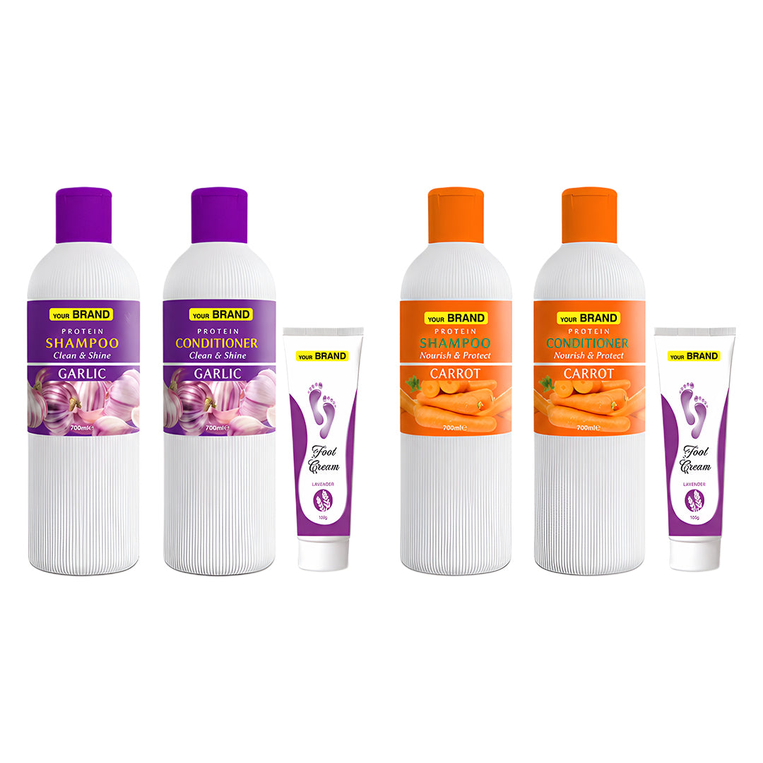 Protein Shampoo + Conditioner + Foot Cream 3 in 1 Set 750ML+750ML+100G