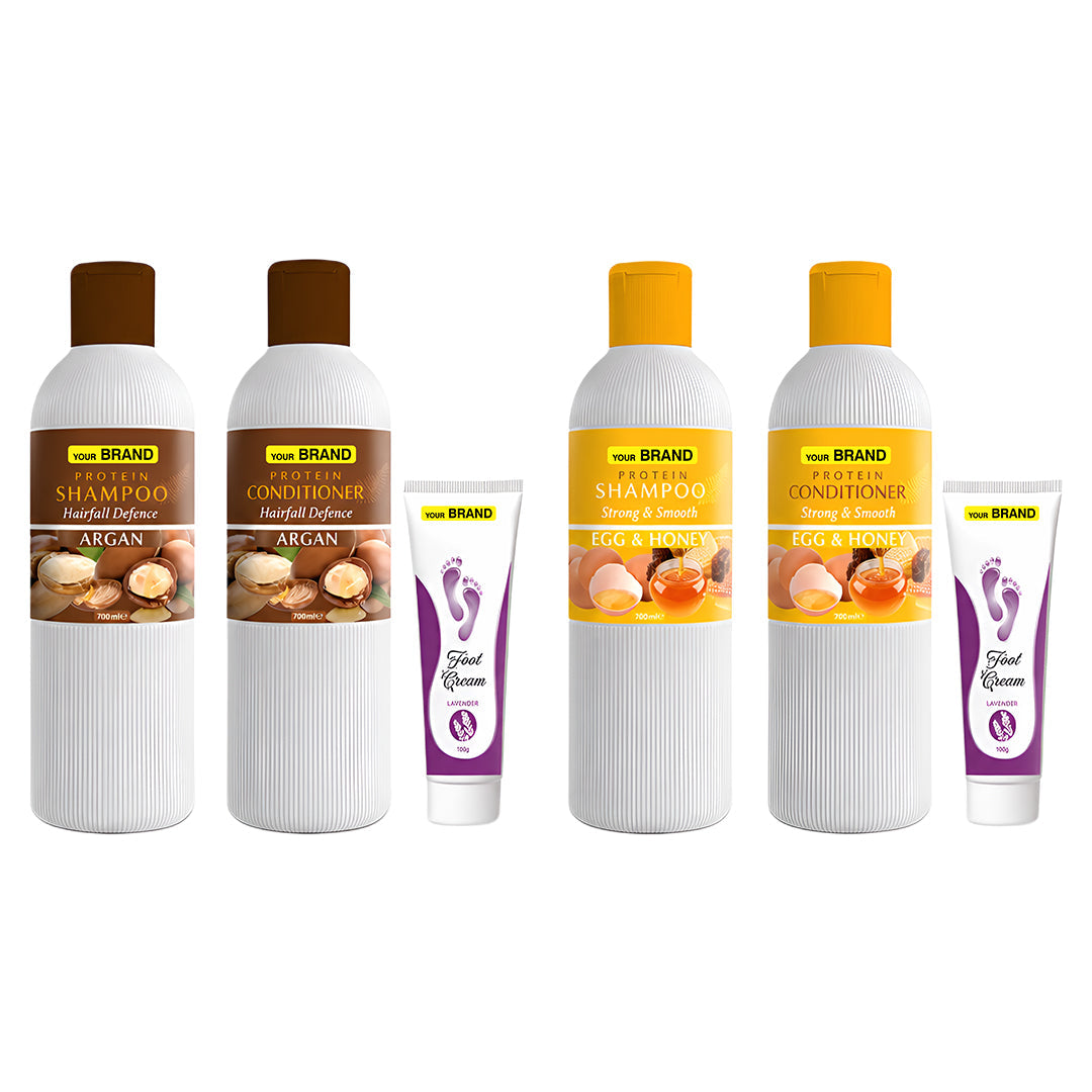 Protein Shampoo + Conditioner + Foot Cream 3 in 1 Set 750ML+750ML+100G