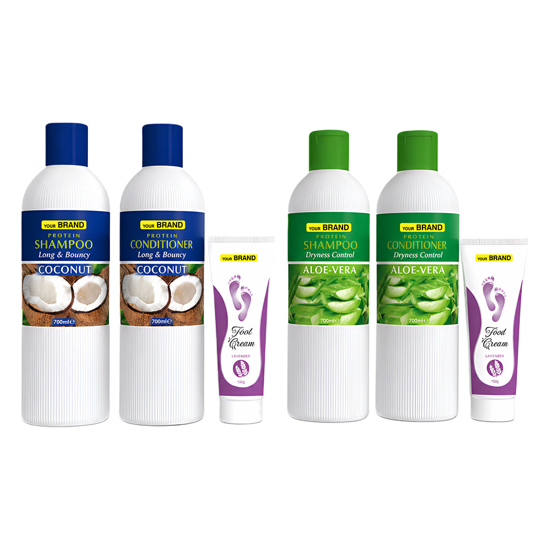 Protein Shampoo + Conditioner + Foot Cream 3 in 1 Set 750ML+750ML+100G